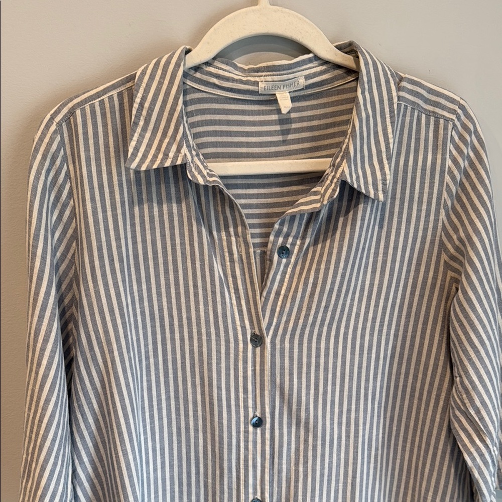 Eileen Fisher Gray and White Striped Tunic